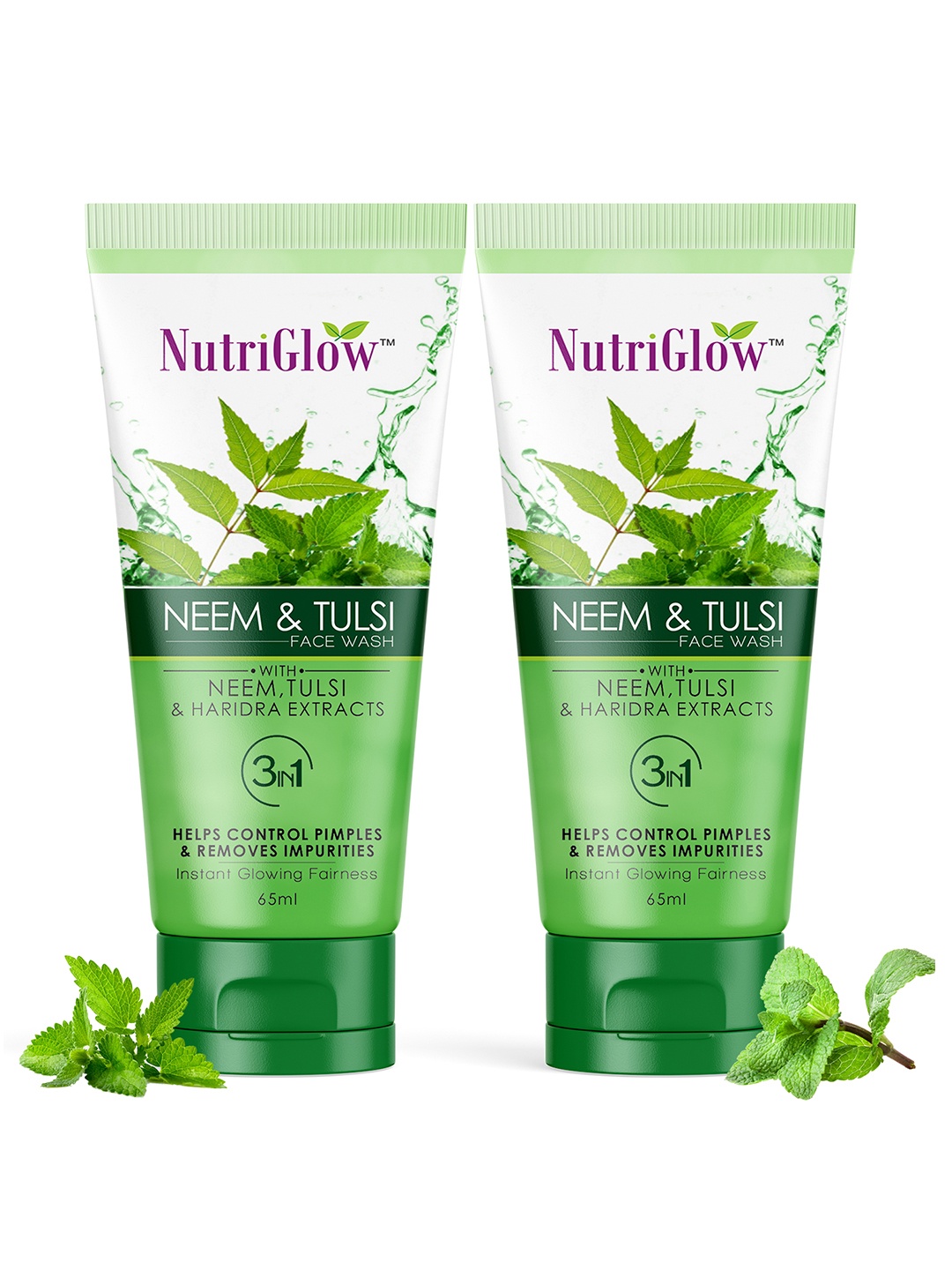 

NutriGlow Set Of 2 Neem & Tulsi Face Wash 65 ml, Multi