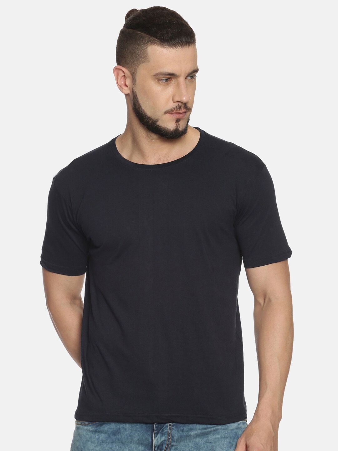 

IVOC Men Navy Blue Cotton T-shirt