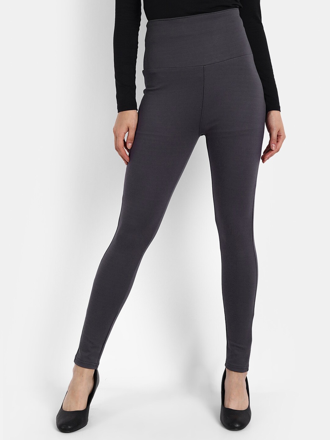 

Next One Women Grey Solid Skinny-Fit Jeggings