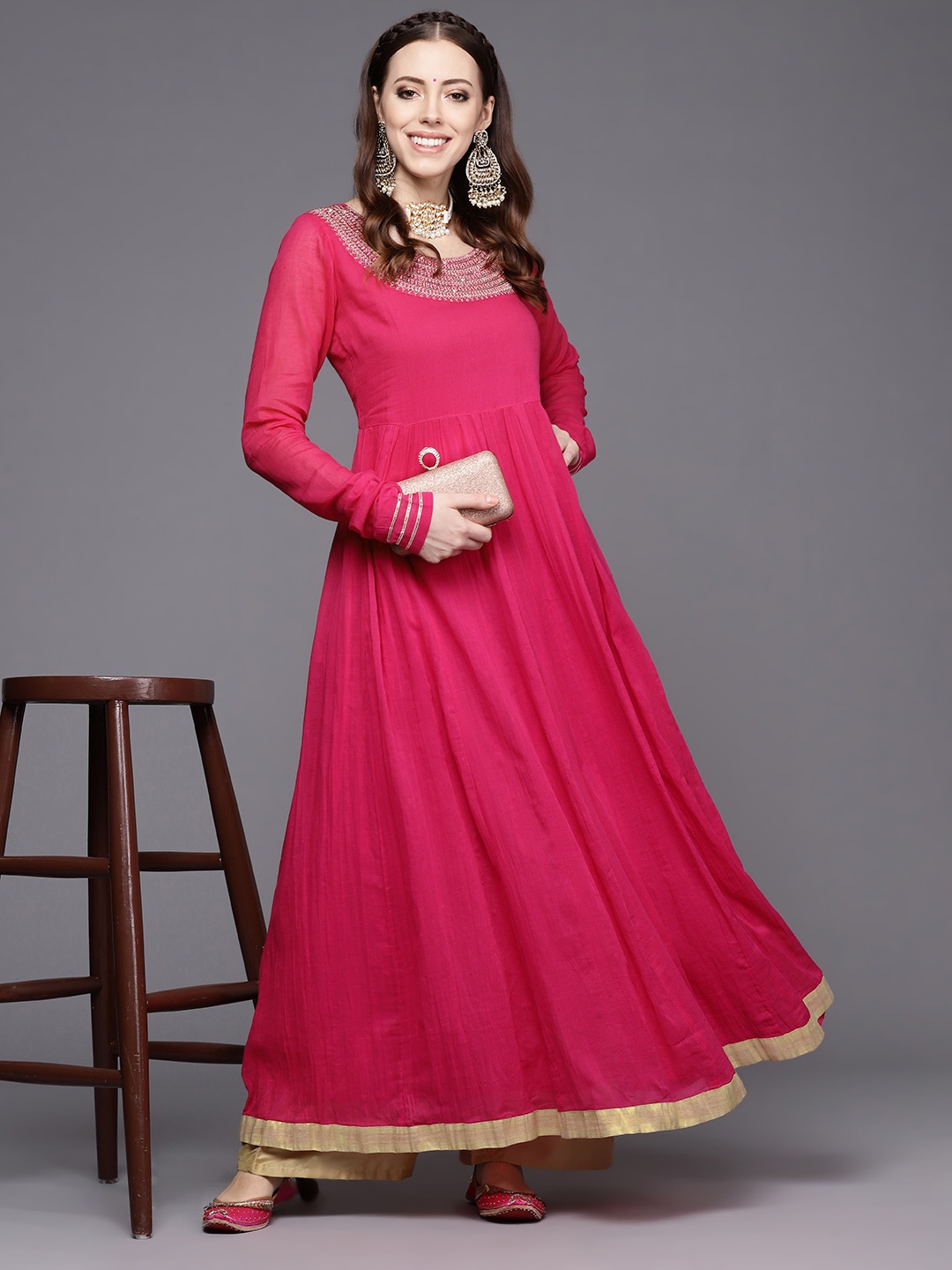 

Varanga Women Pink Yoke Design Kurta