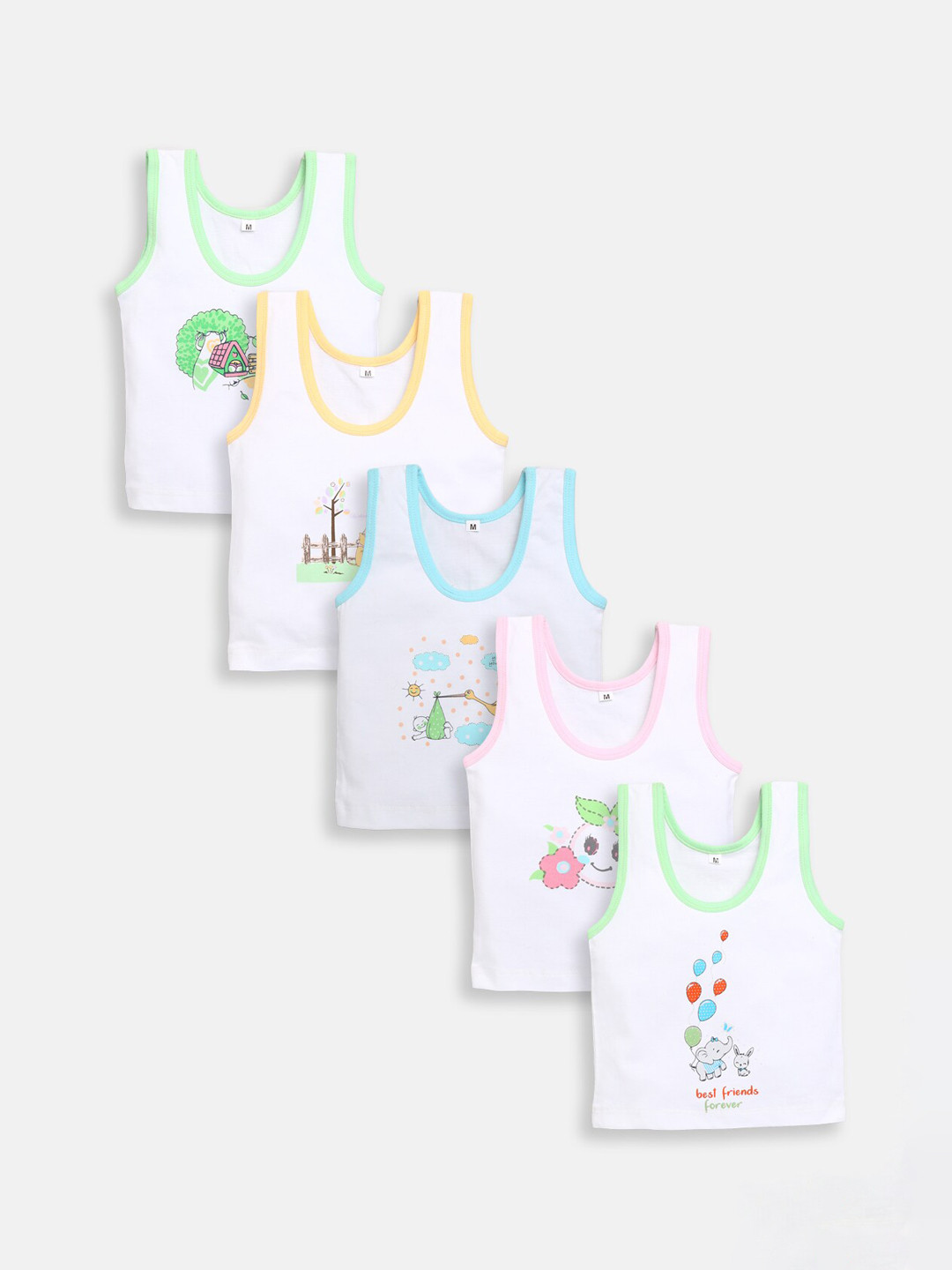 

JBN Creation Pack Of 5 White Cotton Undershirt Vest