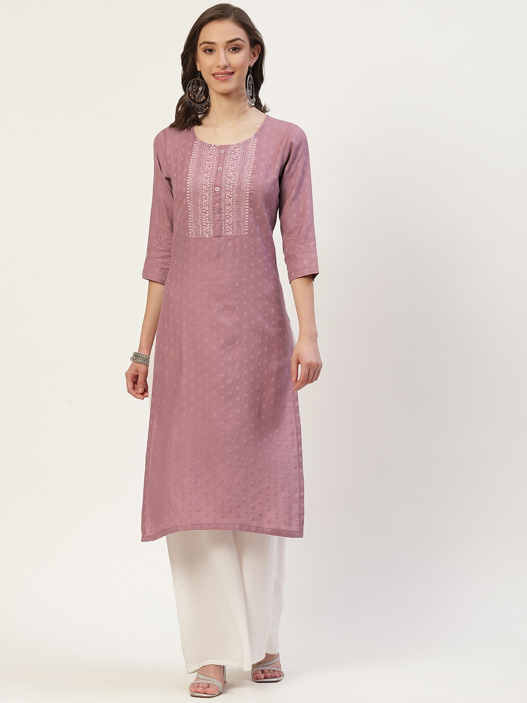 

VAABA Women Purple Ethnic Motifs Yoke Design Kurta