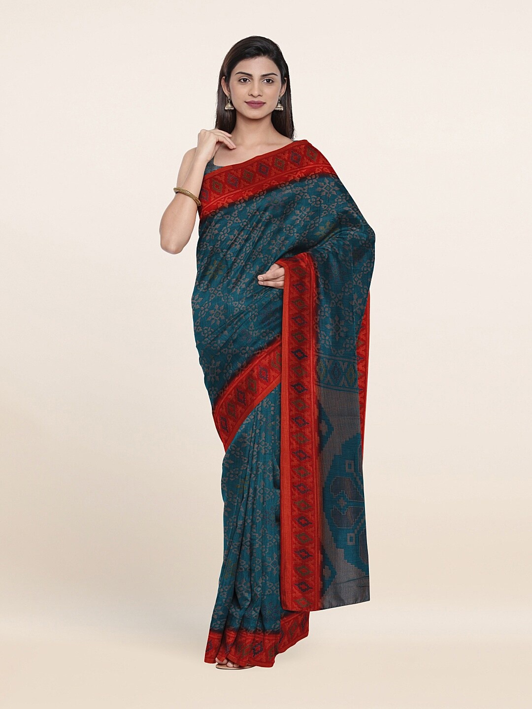 

Pothys Blue & Maroon Printed Saree