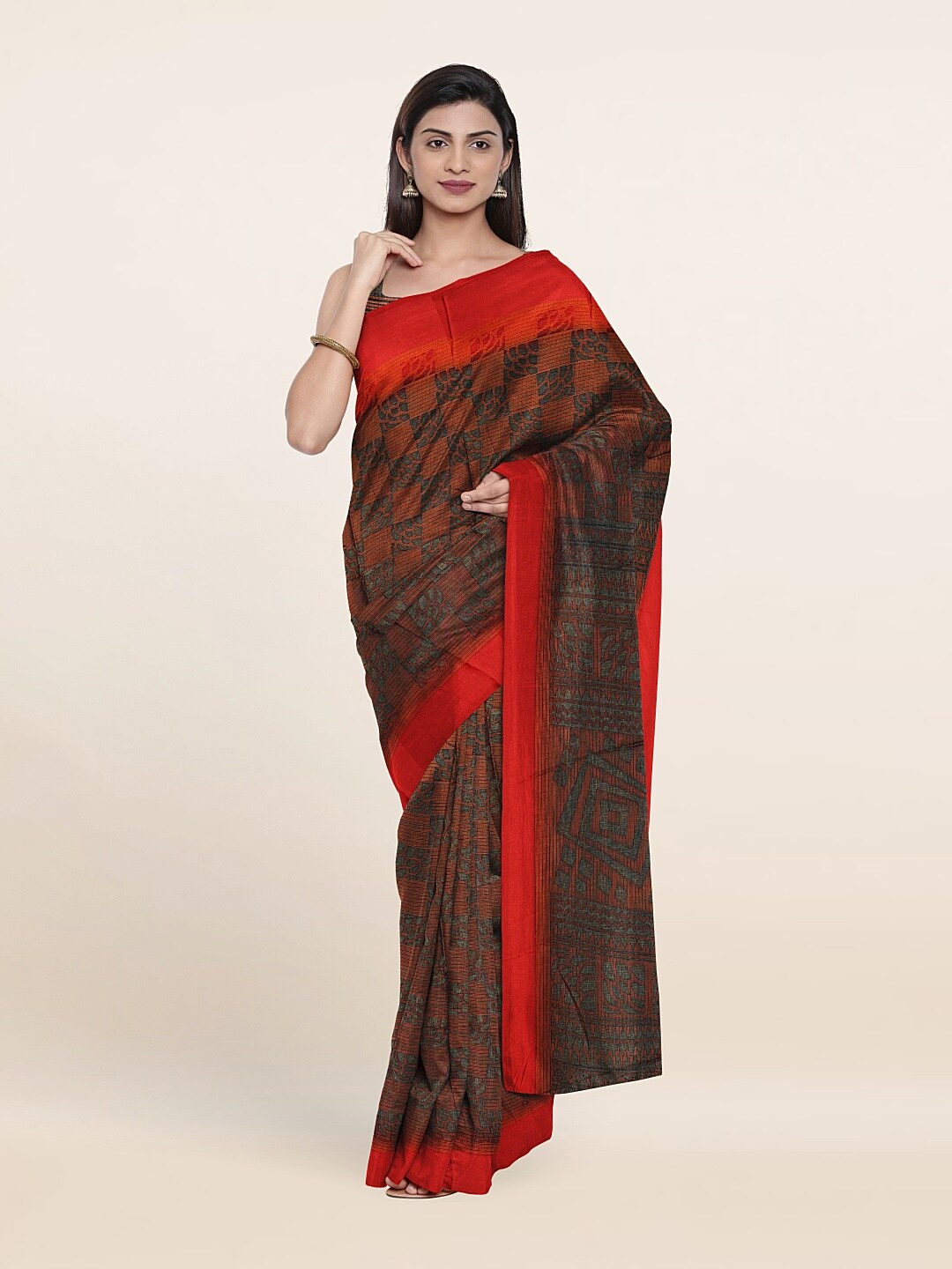 

Pothys Green & Red Printed Saree