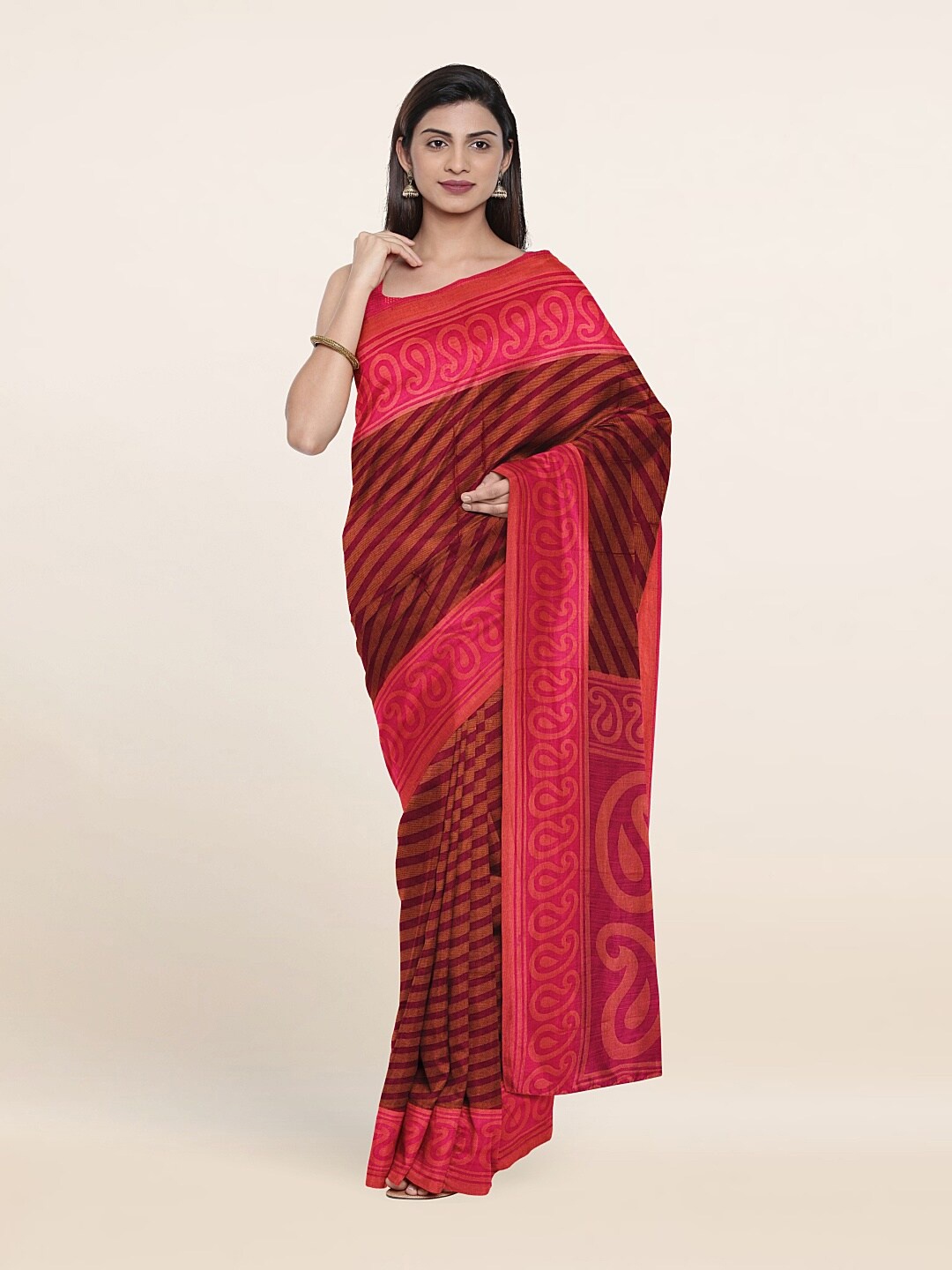 

Pothys Pink Paisley Printed Saree