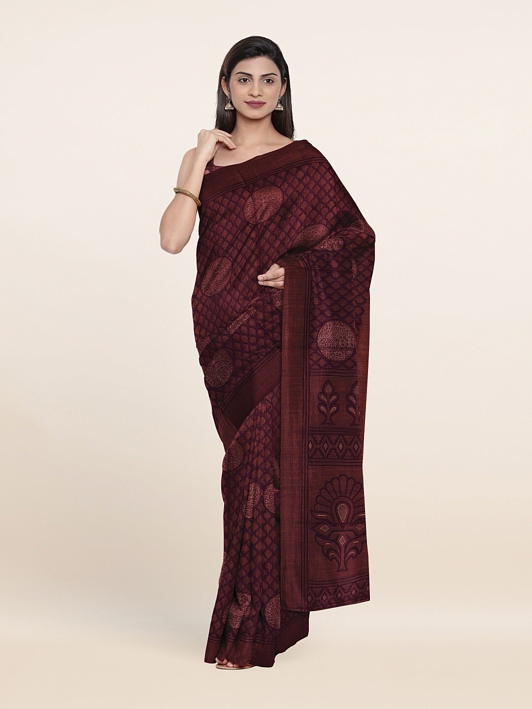 

Pothys Violet & Pink Ethnic Motifs Saree