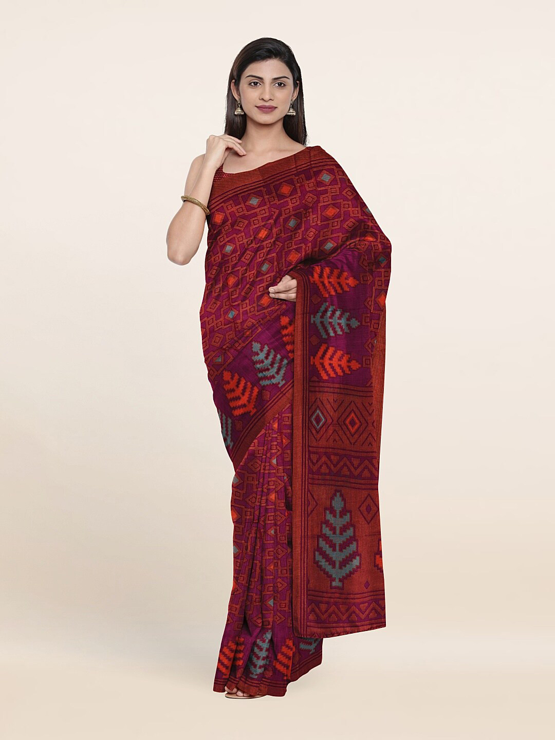 

Pothys Violet & Blue Floral Saree