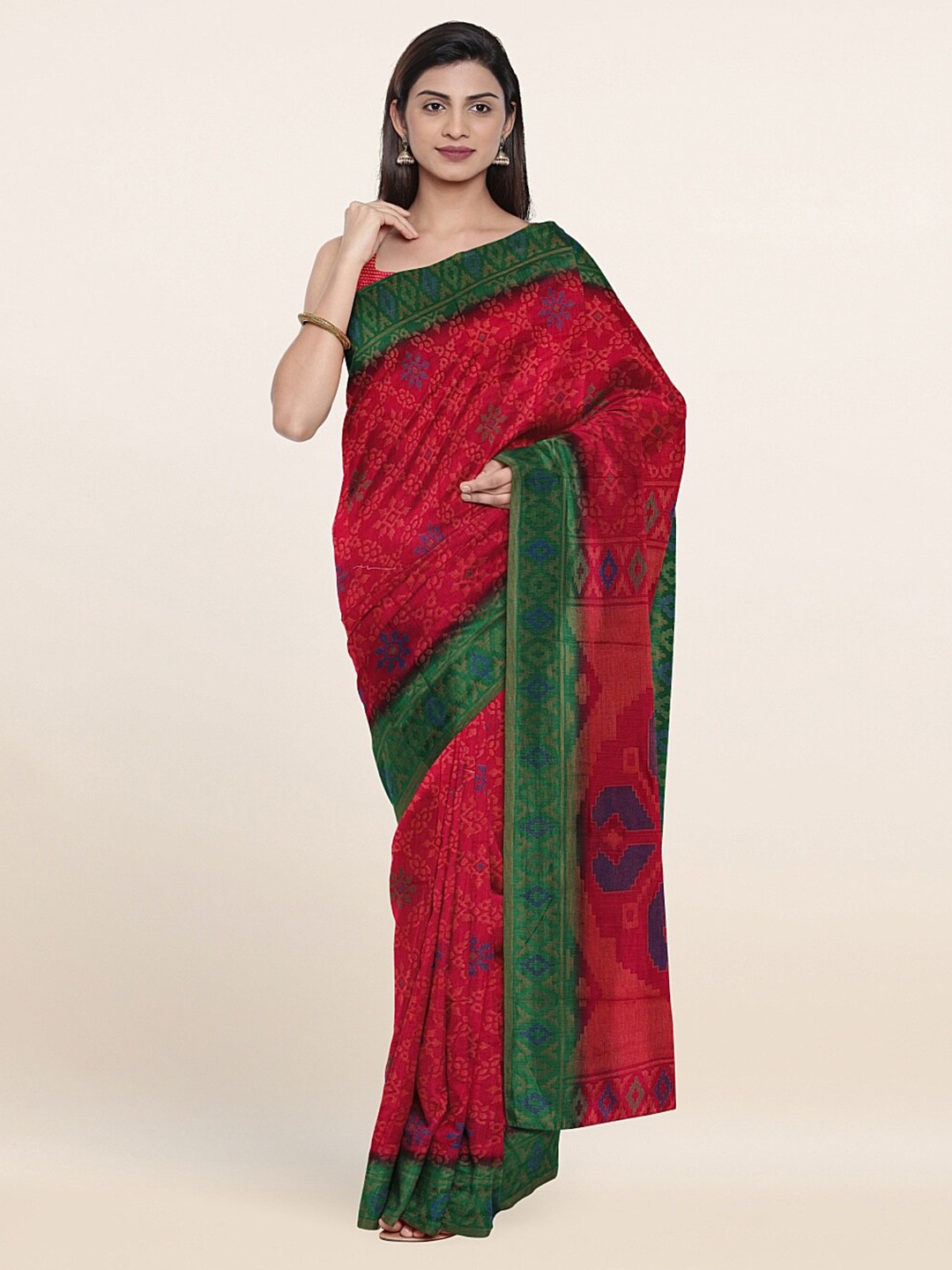 

Pothys Pink & Green Floral Saree