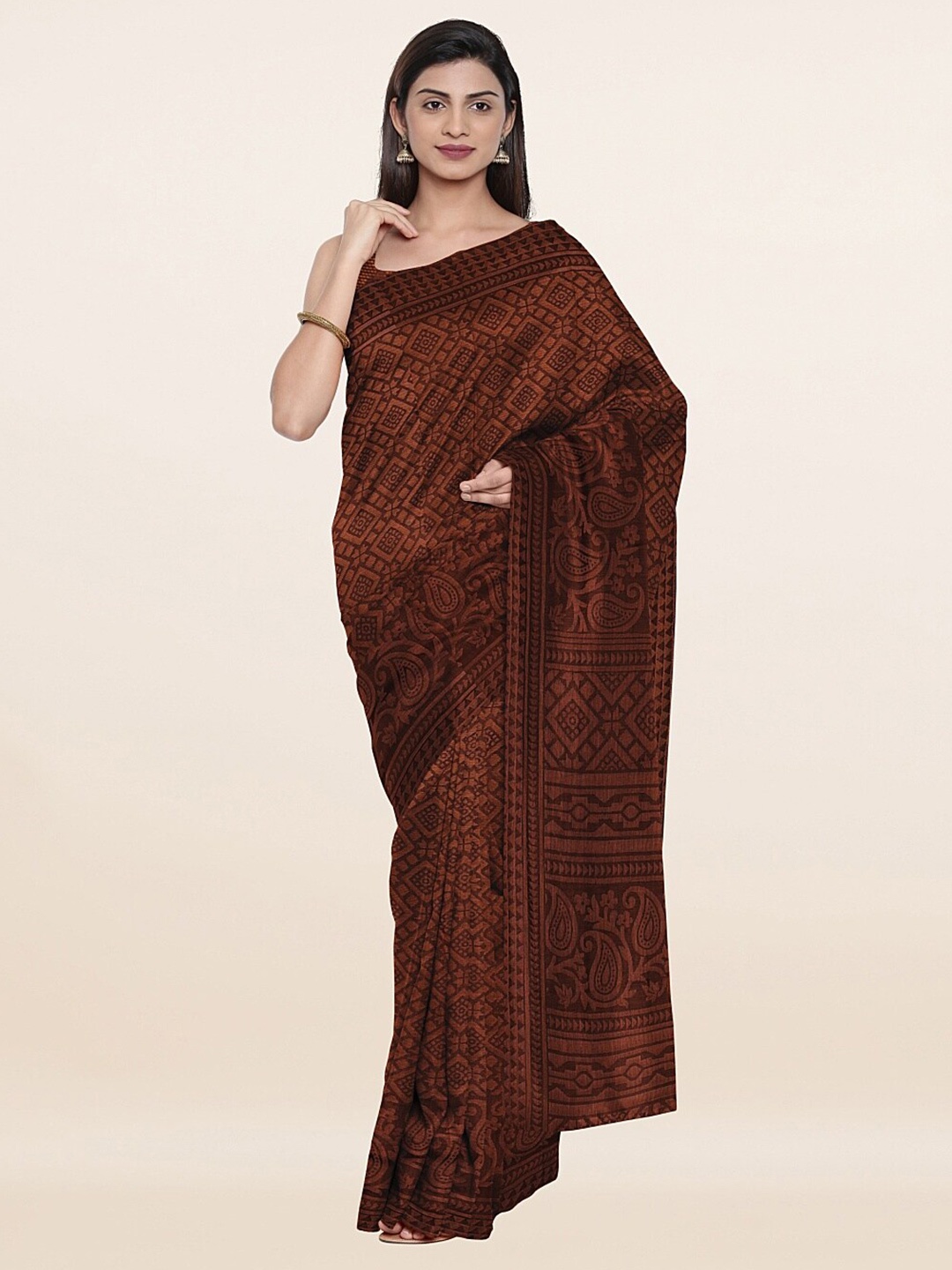

Pothys Brown Ethnic Motifs Saree