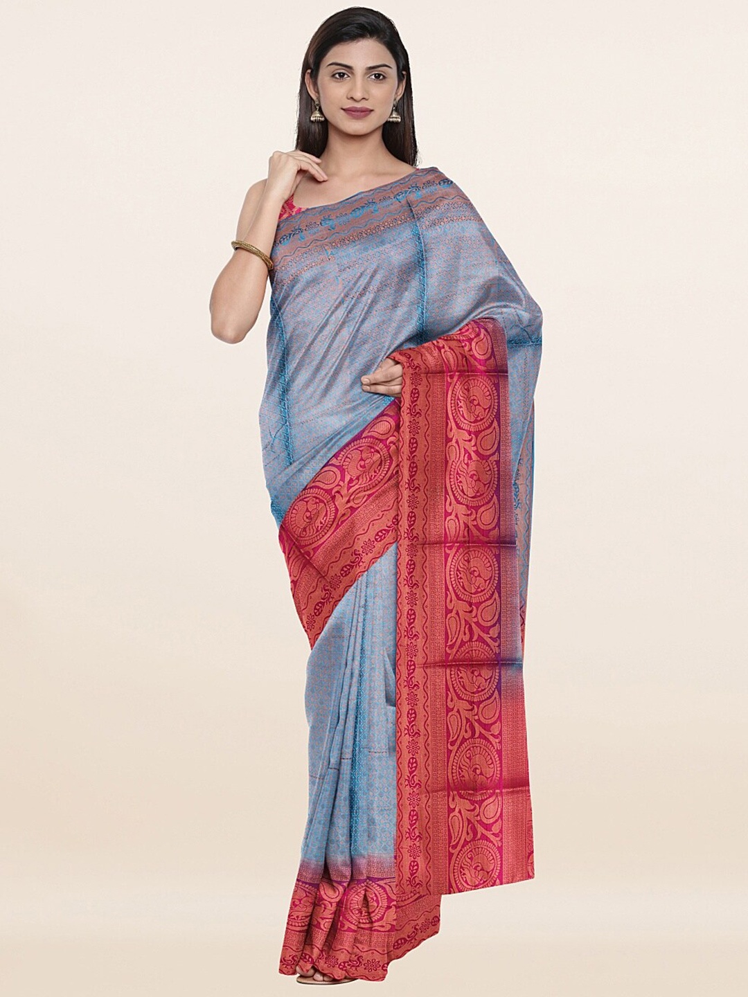 

Pothys Blue & Pink Woven Design Zari Art Silk Saree