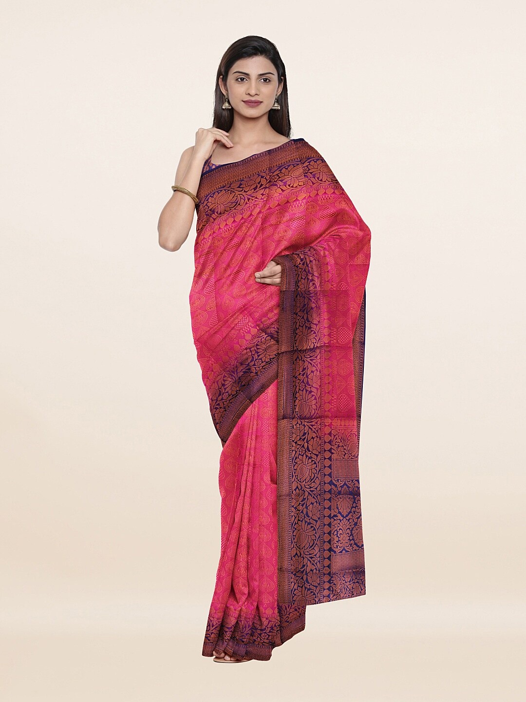 

Pothys Magenta & Blue Woven Design Zari Art Silk Saree