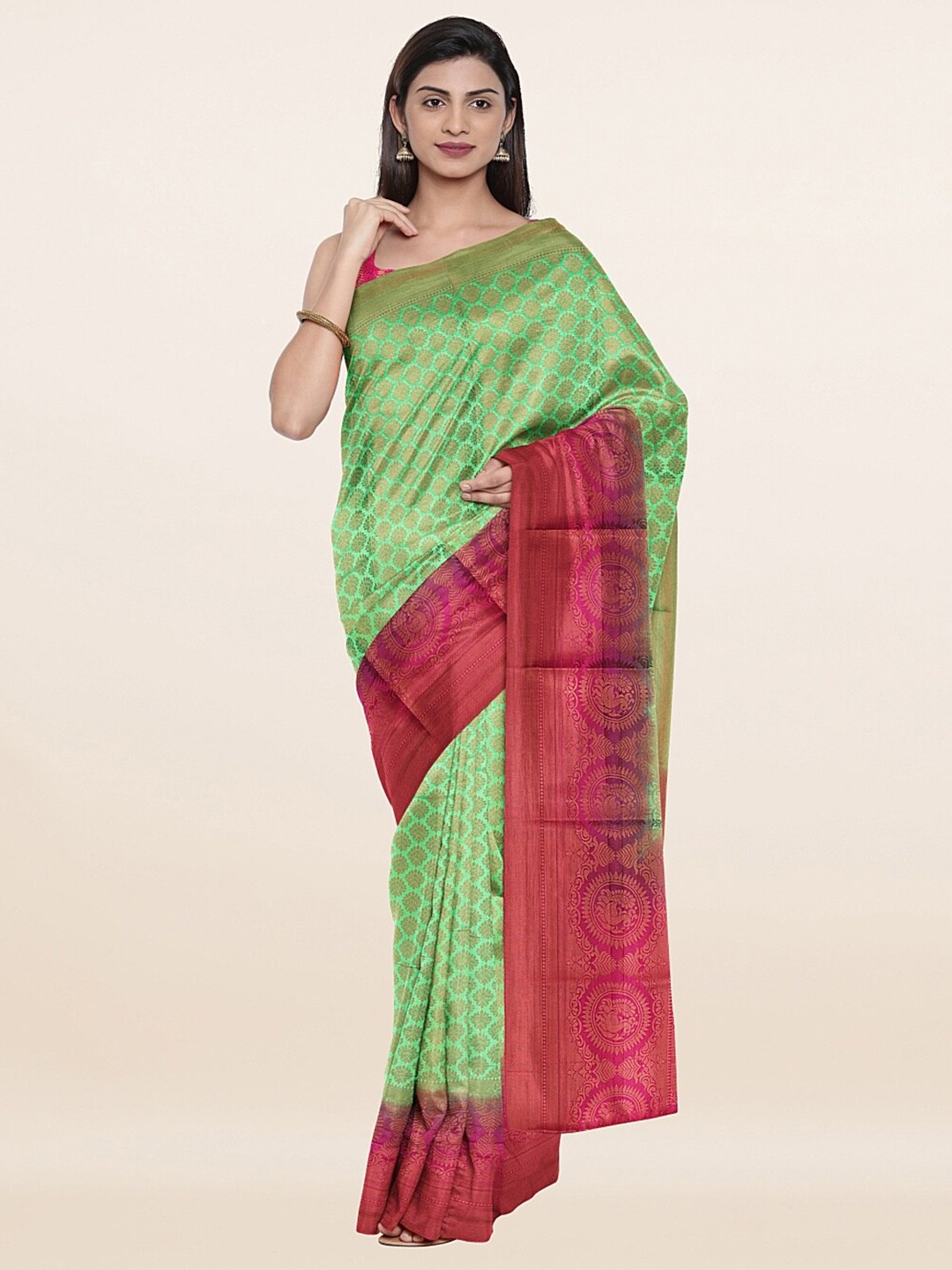 

Pothys Green & Pink Woven Design Zari Art Silk Saree
