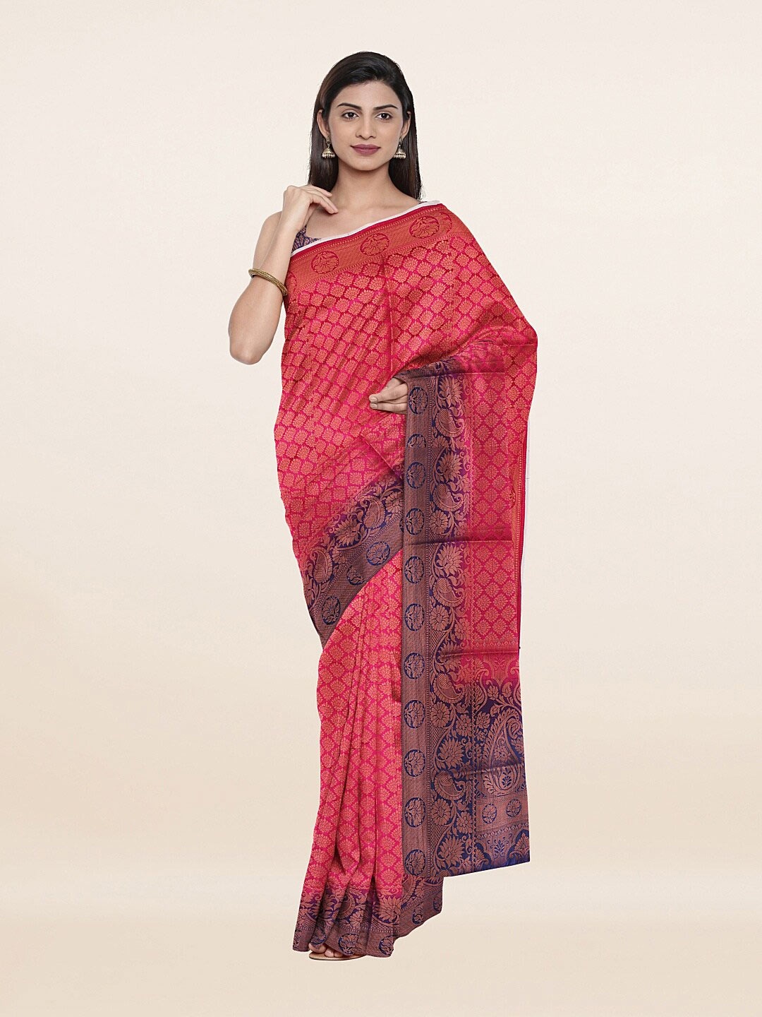 

Pothys Pink & Navy Blue Woven Design Zari Art Silk Saree