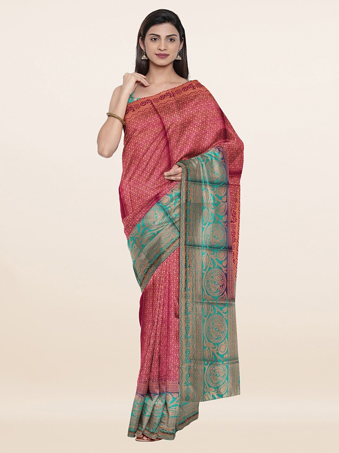 

Pothys Purple & Blue Woven Design Banaras Art Silk Saree