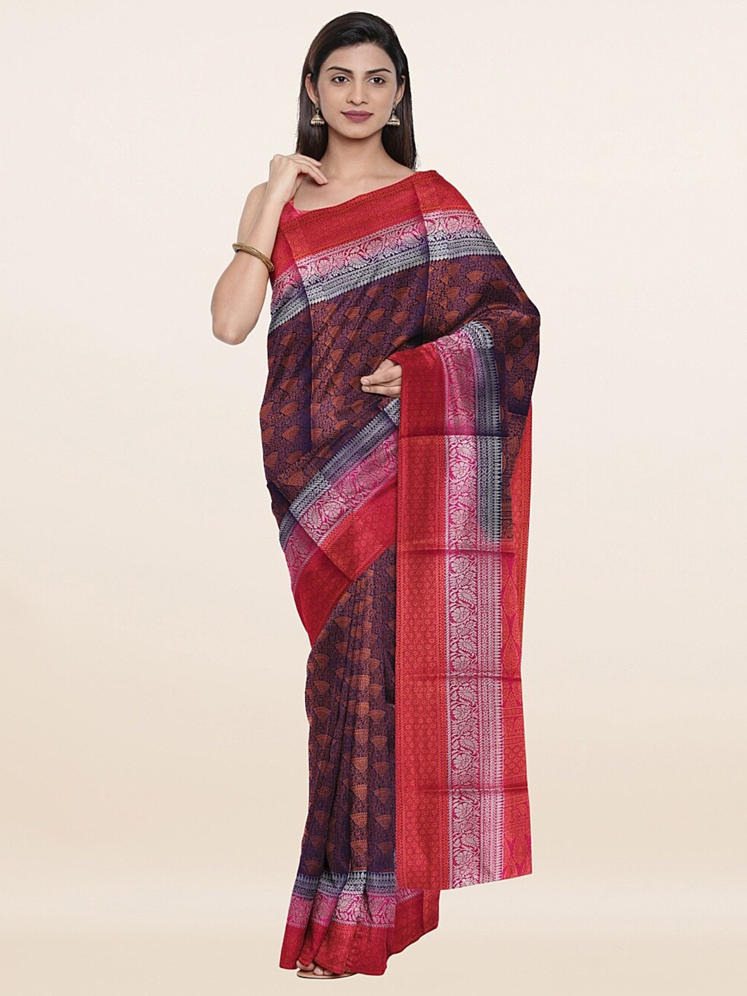 

Pothys Blue & Purple Ethnic Motifs Zari Art Silk Saree