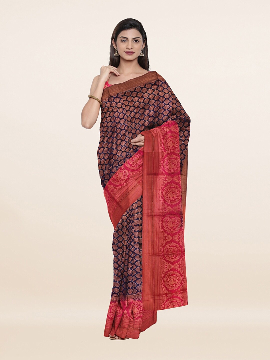 

Pothys Blue & Pink Woven Design Zari Art Silk Saree