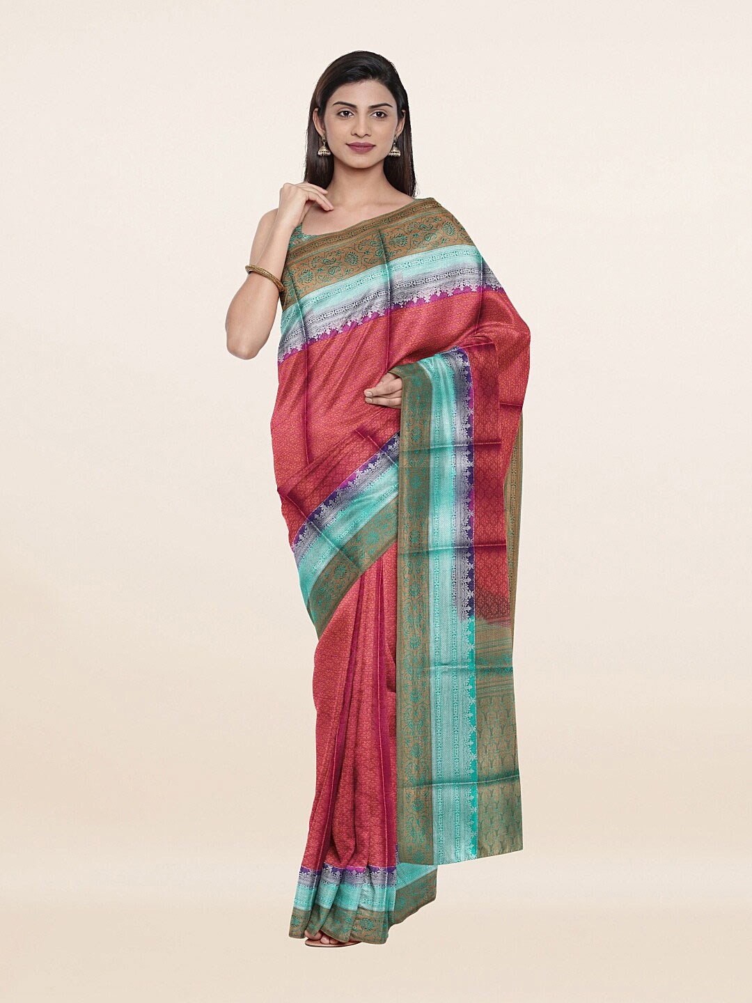 

Pothys Purple & Green Woven Design Art Silk Banarasi Saree