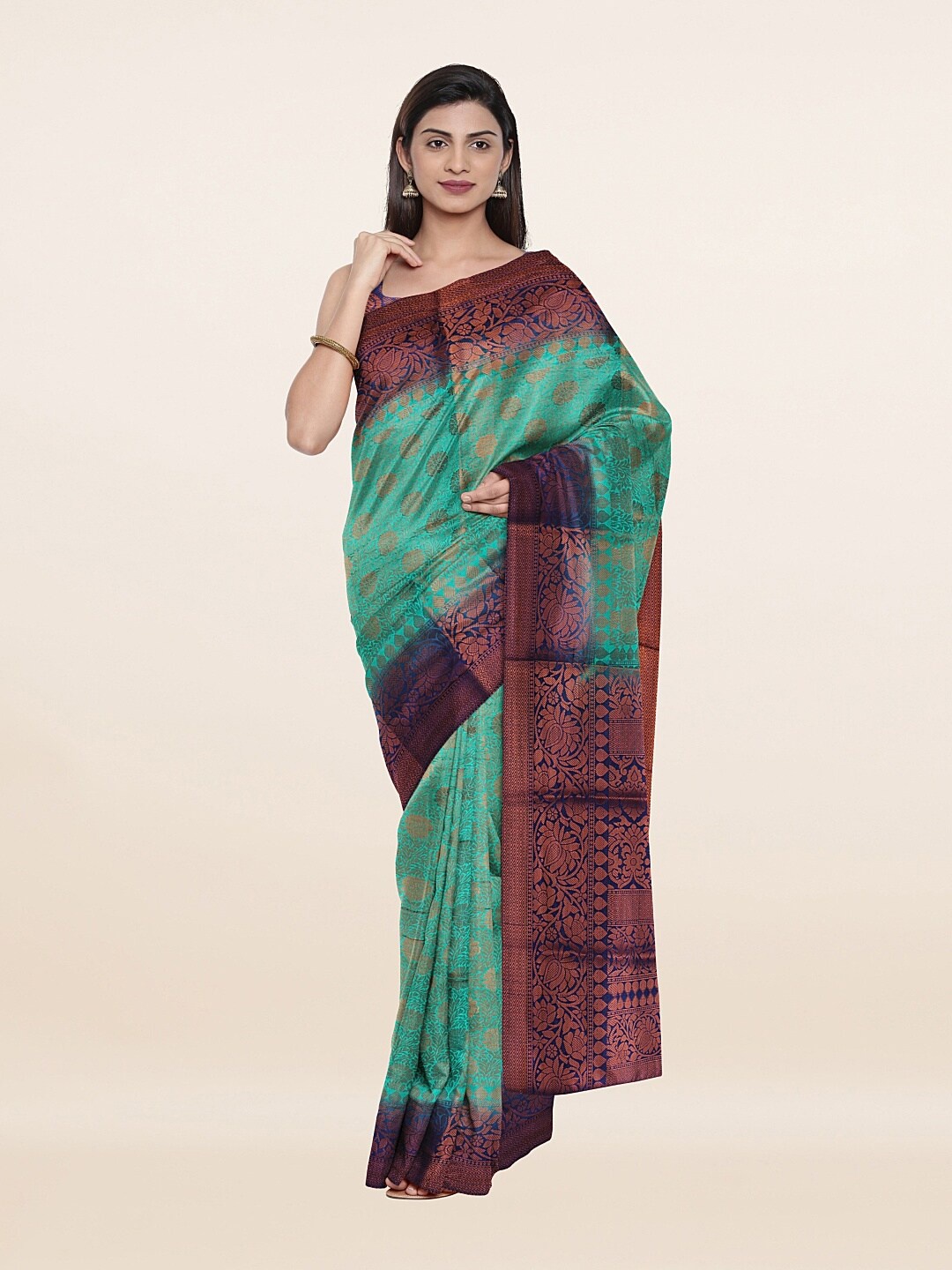 

Pothys Green & Navy Blue Woven Design Zari Art Silk Saree