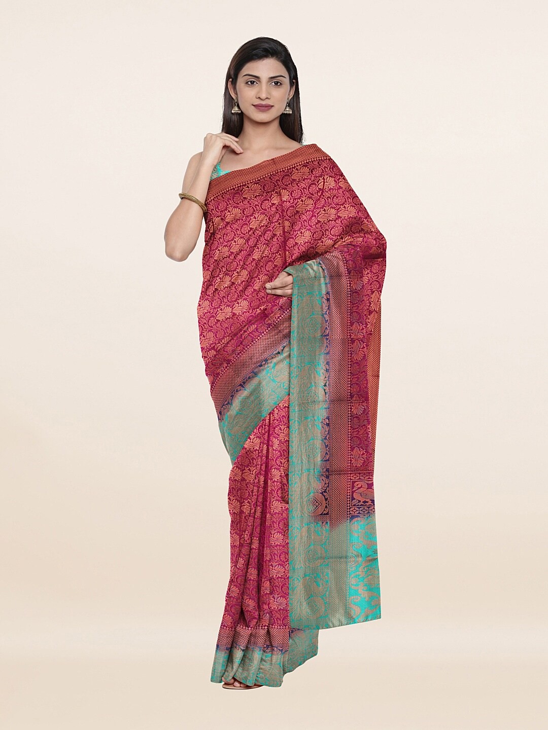 

Pothys Violet & Blue Woven Design Zari Art Silk Saree