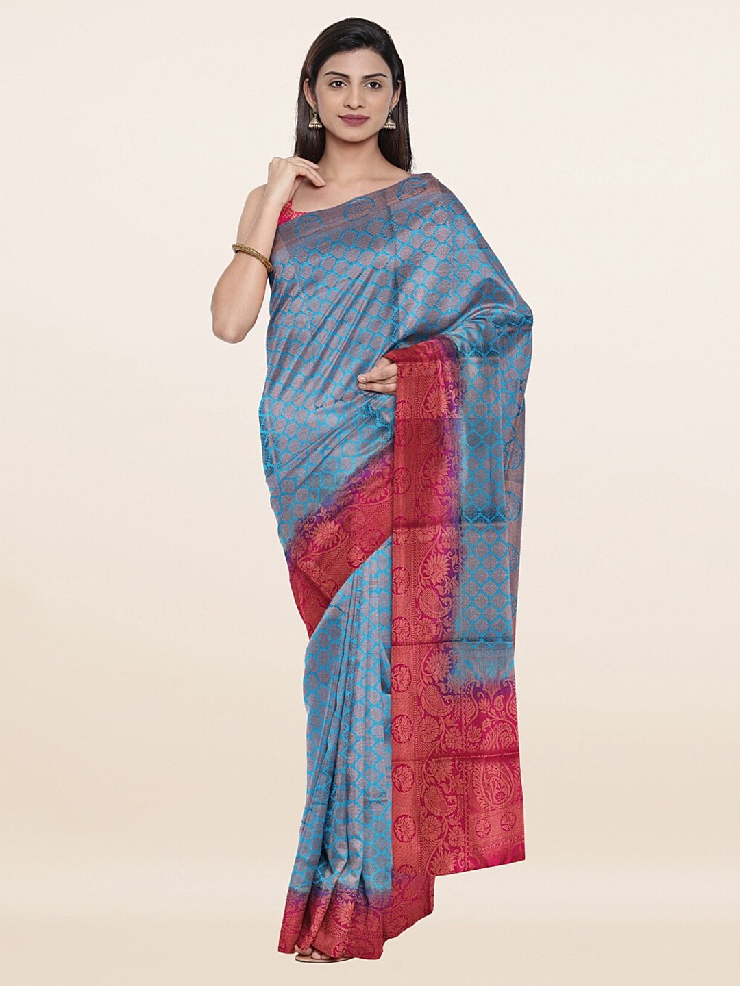 

Pothys Blue & Pink Ethnic Motifs Zari Art Silk Saree