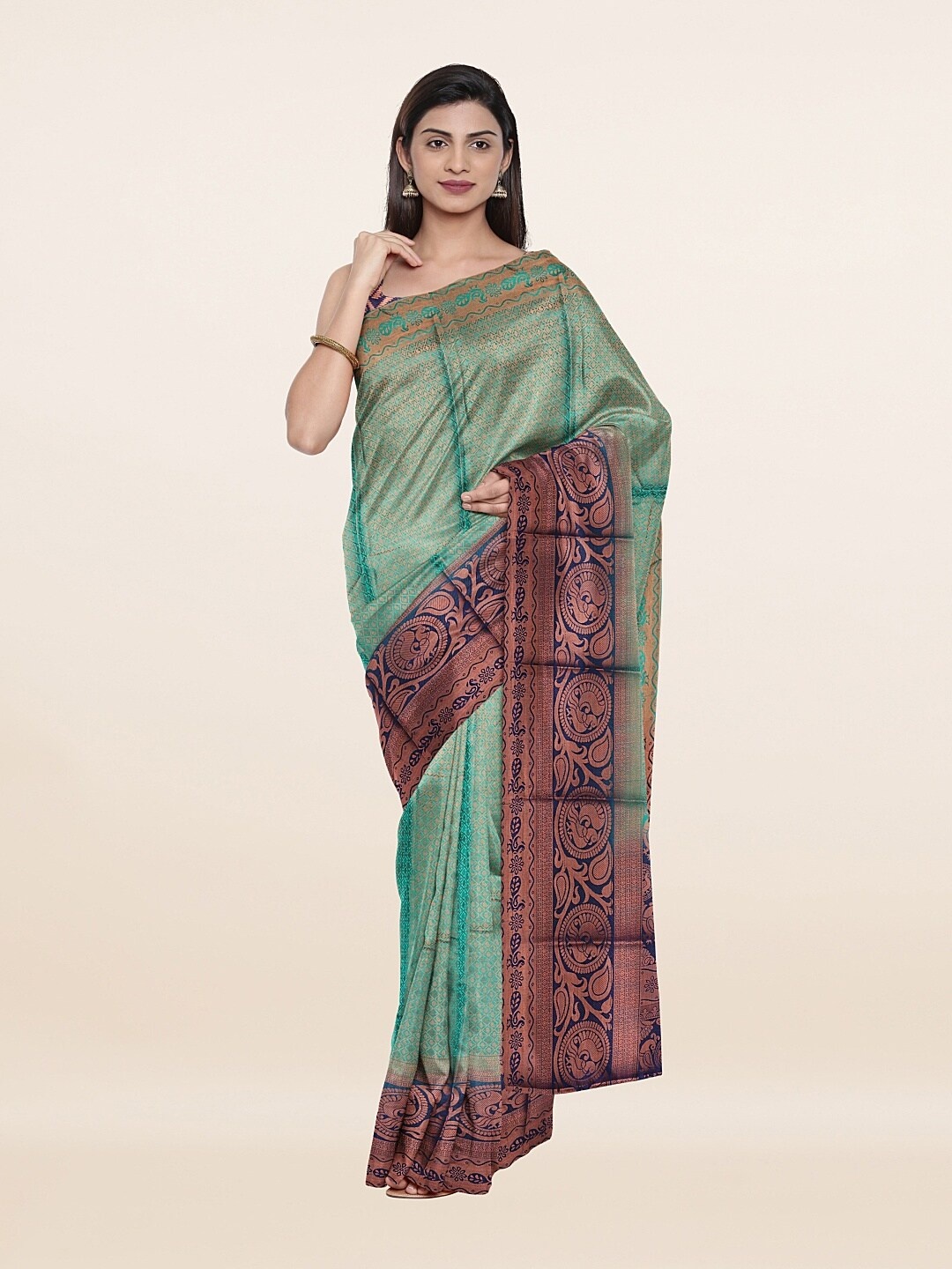 

Pothys Green & Blue Woven Design Zari Art Silk Saree