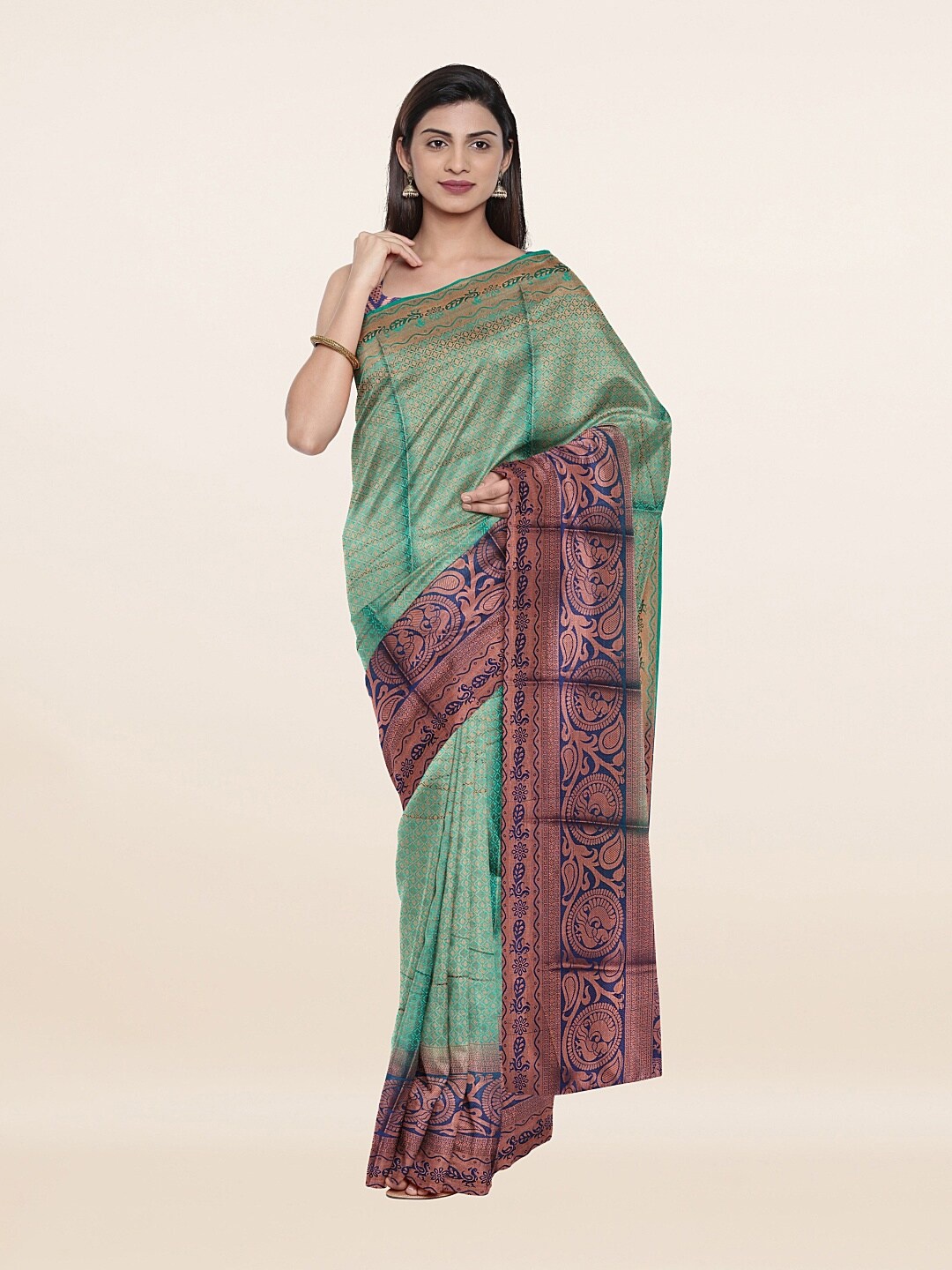 

Pothys Green & Navy Blue Woven Design Zari Art Silk Saree