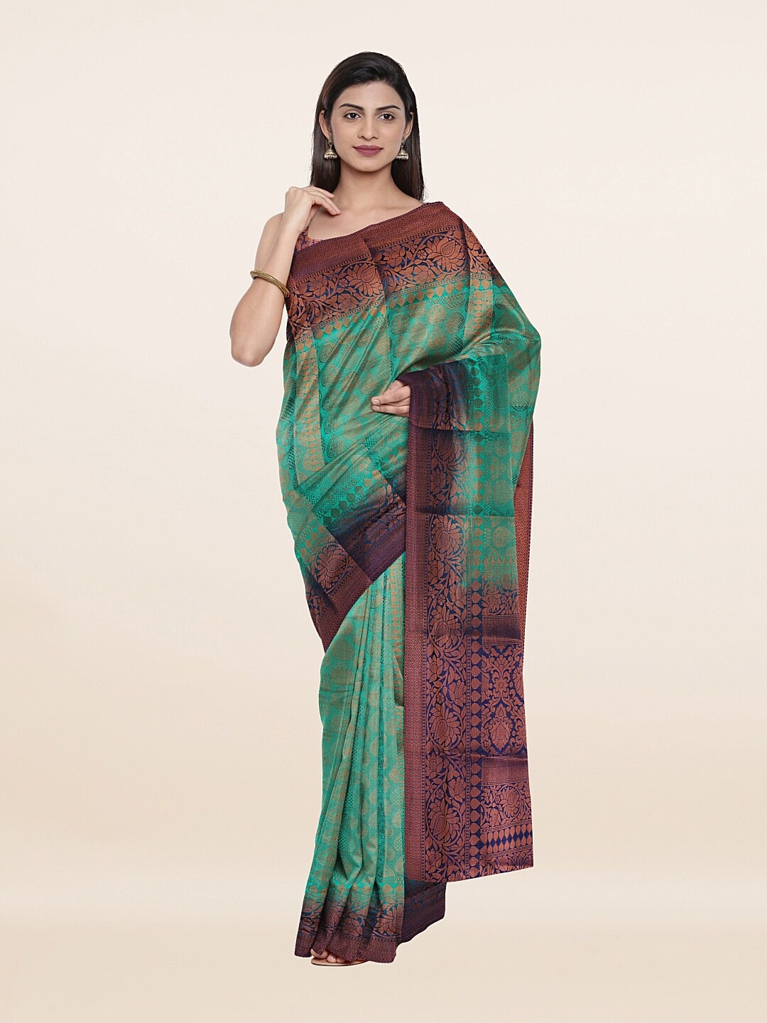 

Pothys Green & Navy Blue Woven Design Zari Art Silk Saree