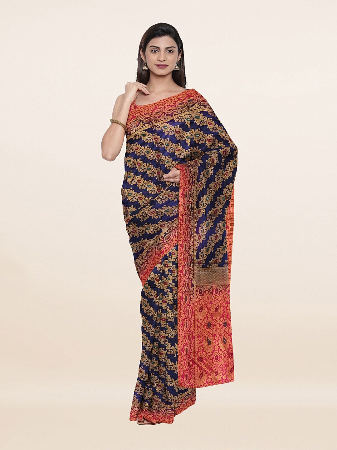 

Pothys Blue & Pink Woven Design Zari Art Silk Saree