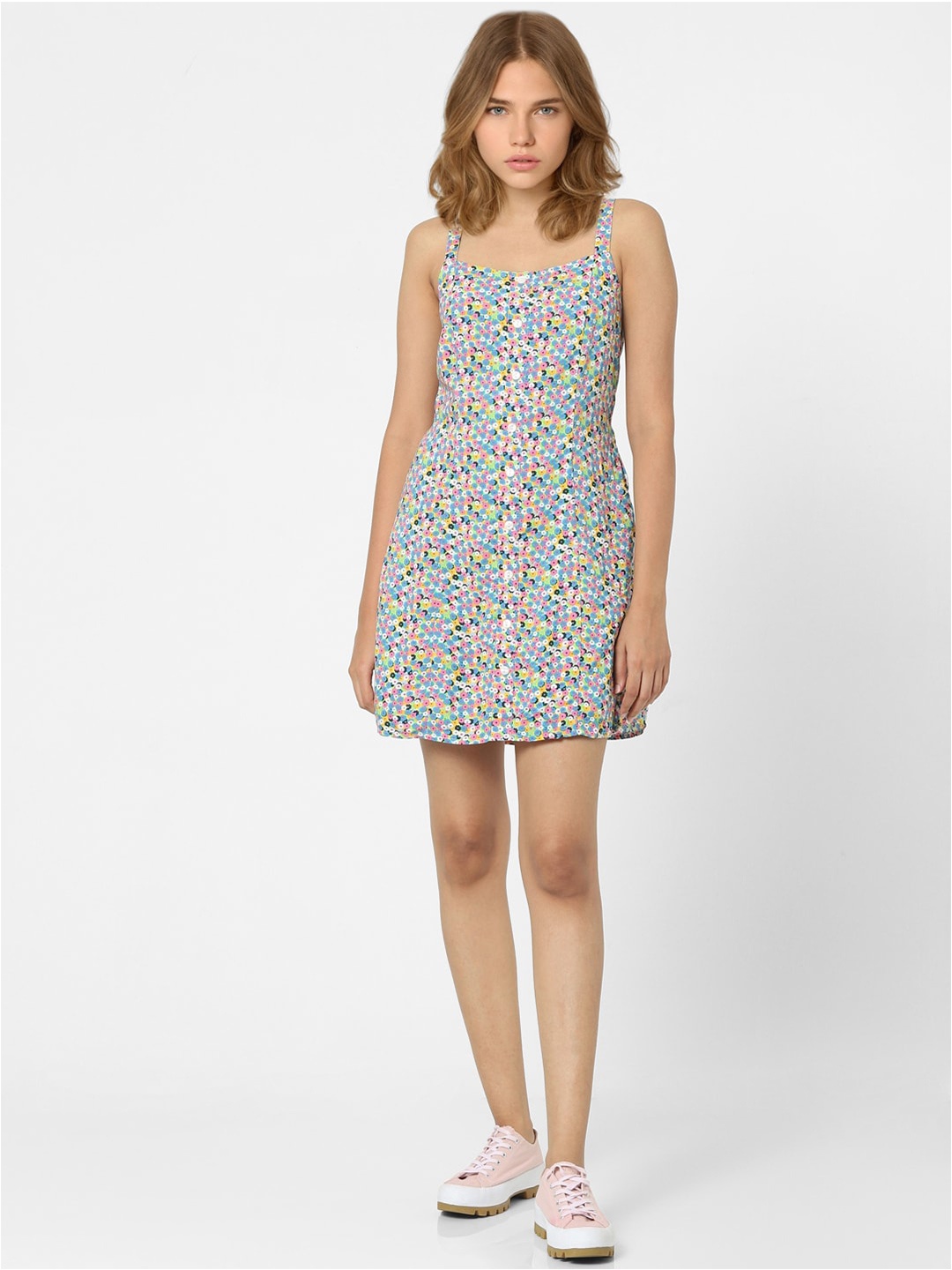 

ONLY White & Blue Floral A-Line Dress