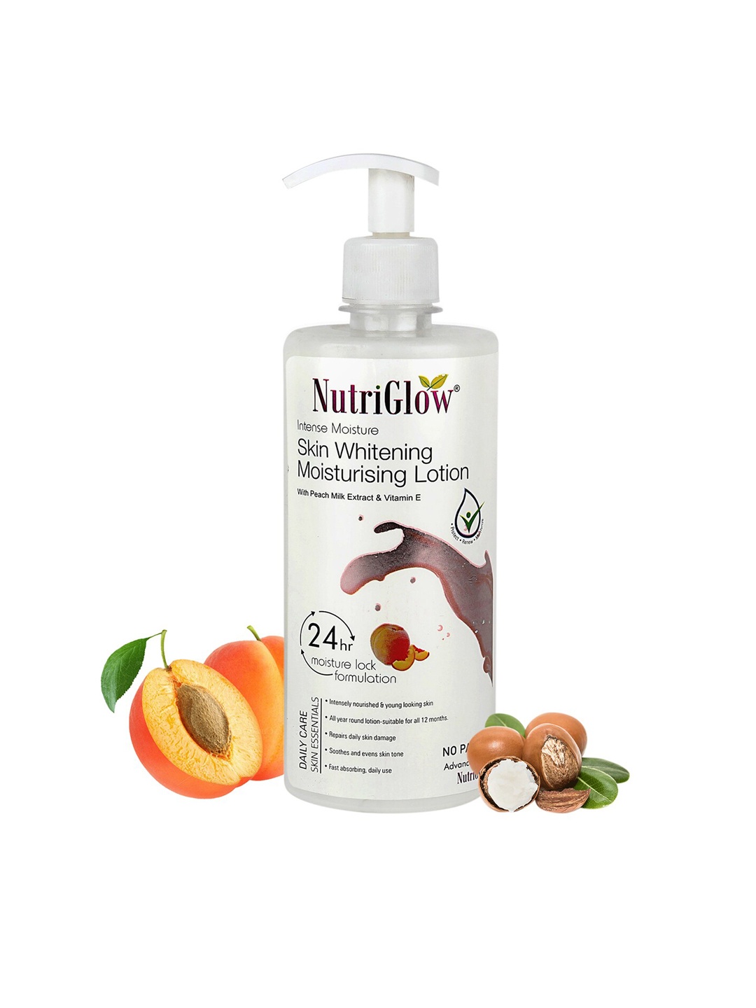 

NutriGlow Intense Moisture Skin Whitening With Peach Milk & Vitamin E Lotion 500ml, Multi