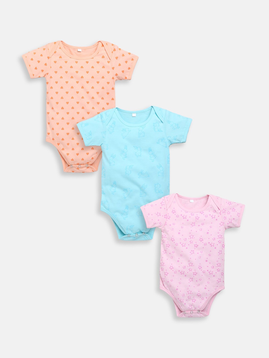 

JBN Creation Infants Kids Pack Of 3 Printed Cotton Bodysuits, Peach