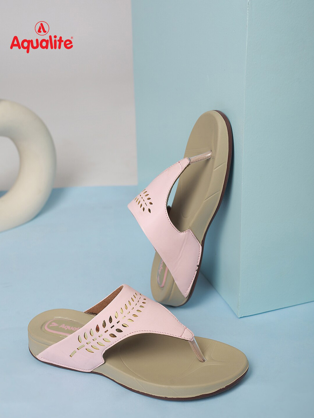 

Aqualite Pink & Beige Flatform Heels