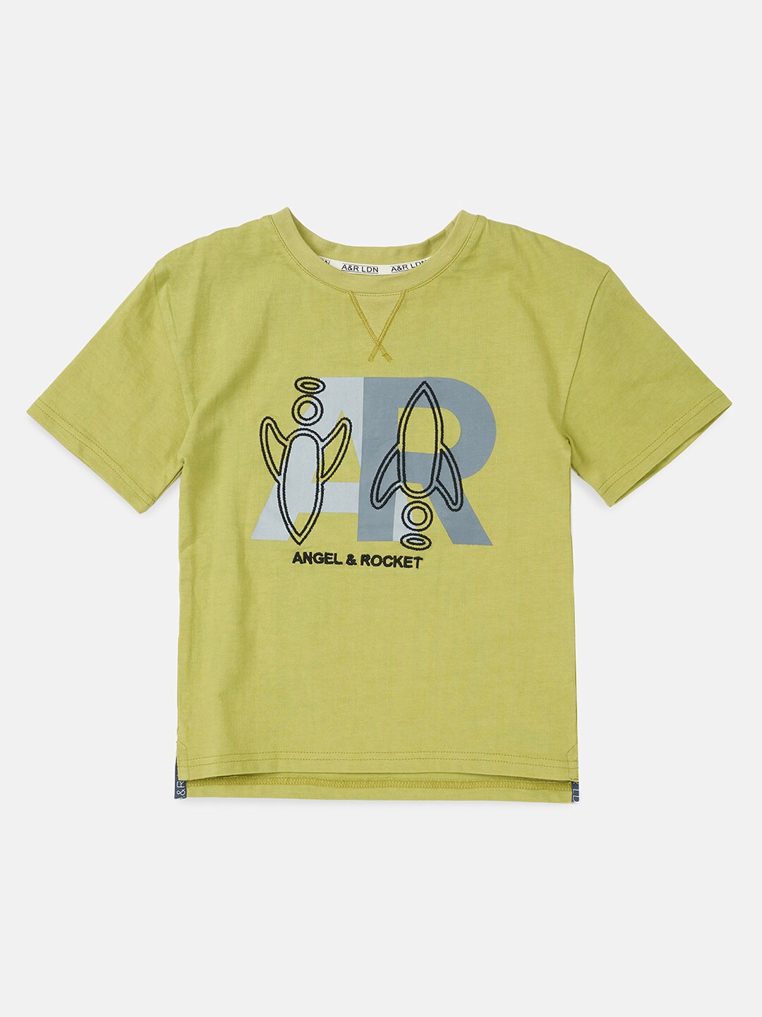 

Angel & Rocket Boys Green Typography Printed T-shirt