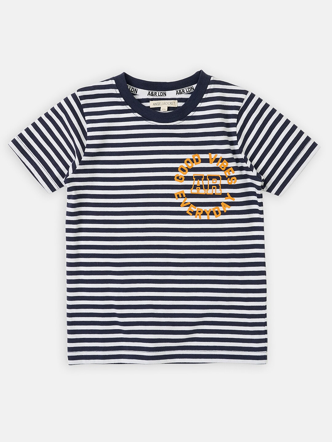 

Angel & Rocket Boys White & Navy Blue Striped T-shirt