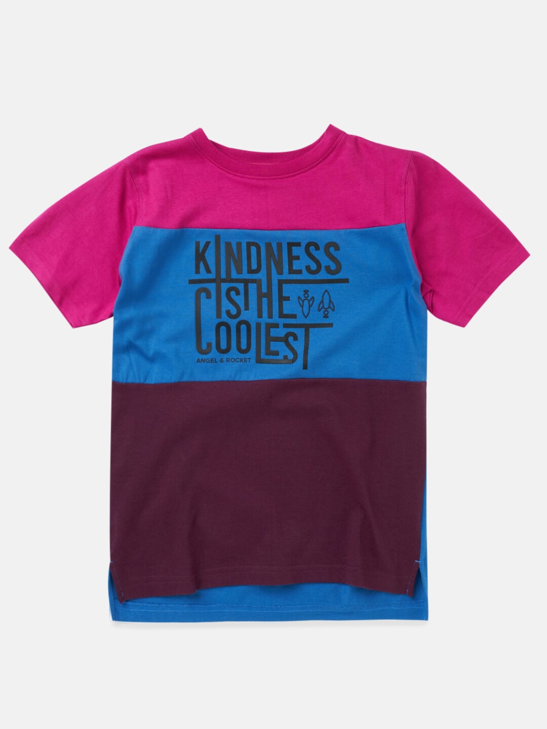 

Angel & Rocket Boys Pink & Black Typography Printed T-shirt