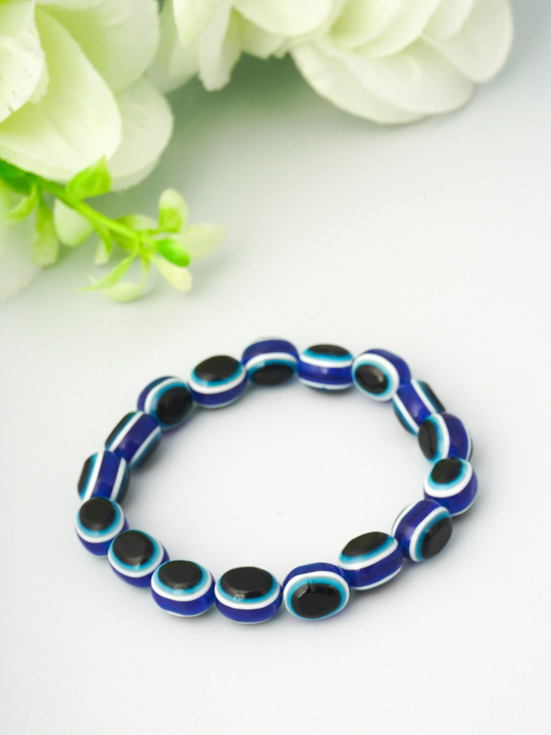 

Urmika Women Blue & Black Beaded Evil Eye Bracelet