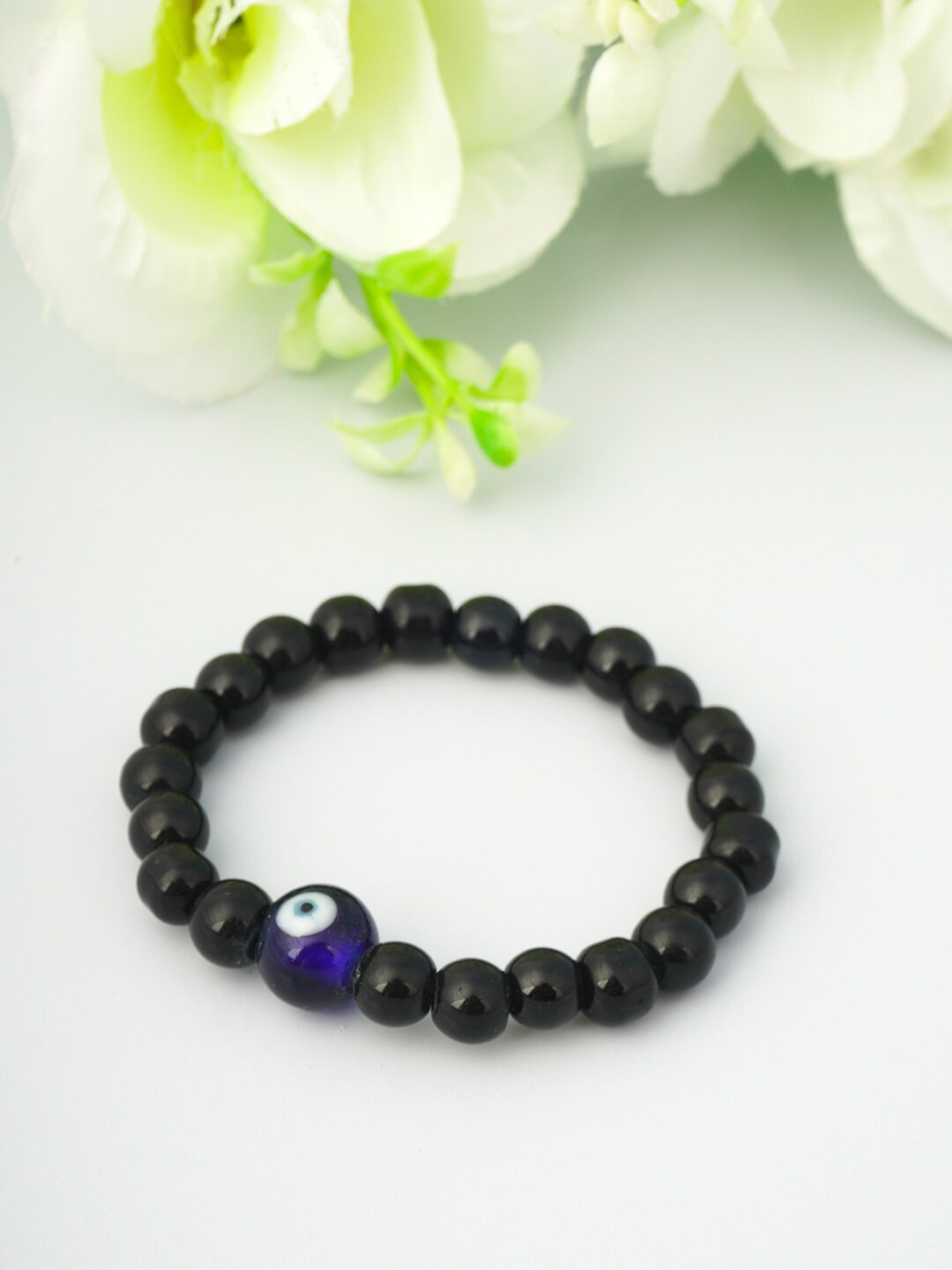 

Urmika Women Black & Blue Beaded Evil Eye Bracelet