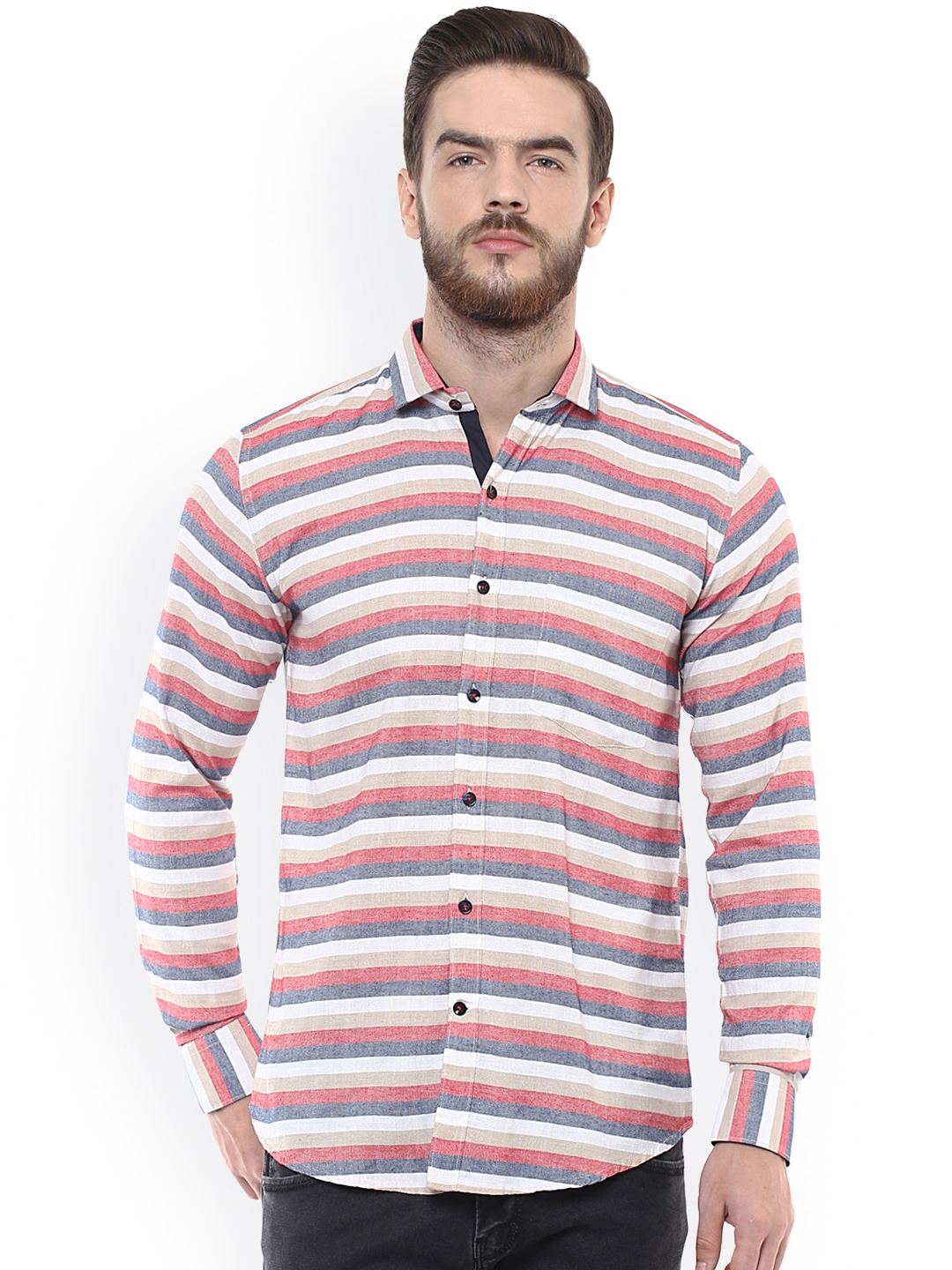 

DENNISON Men Multicoloured Slim Fit Striped Casual Shirt, Multi