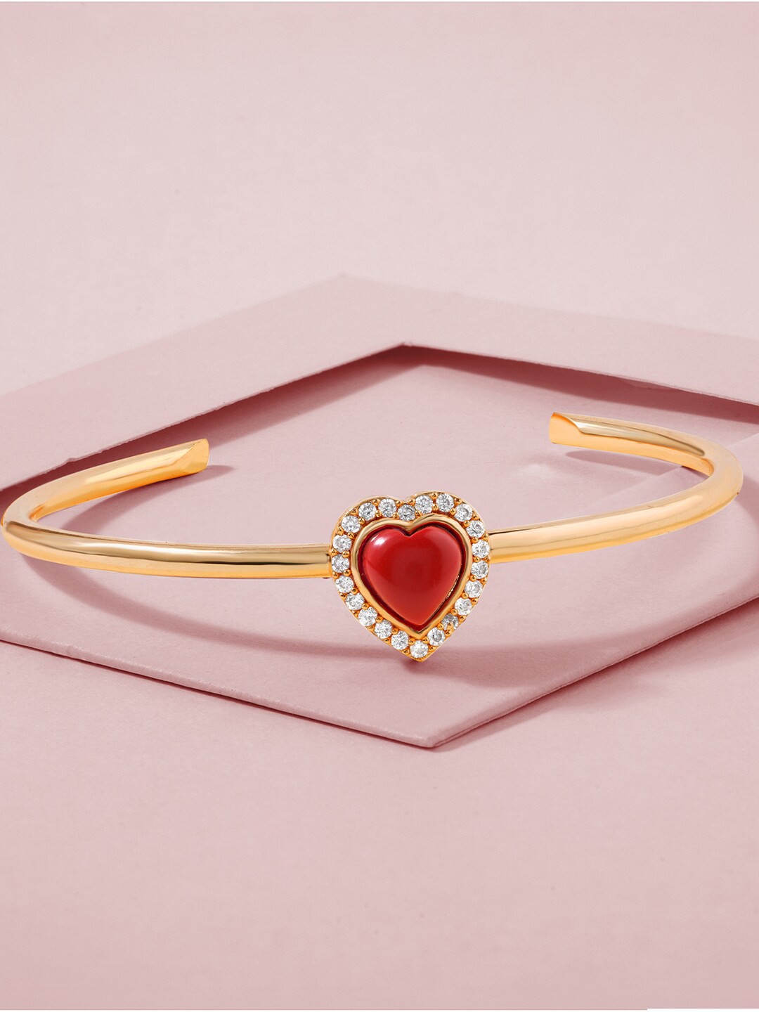 

MINUTIAE Women Rose Gold-Plated & White Brass Crystals Cuff Bracelet