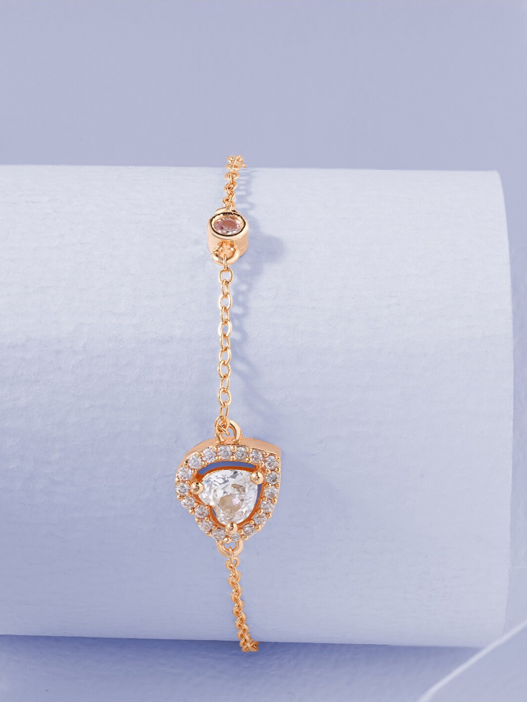 

MINUTIAE Women Rose Gold Plated & White Brass Crystals Link Bracelet