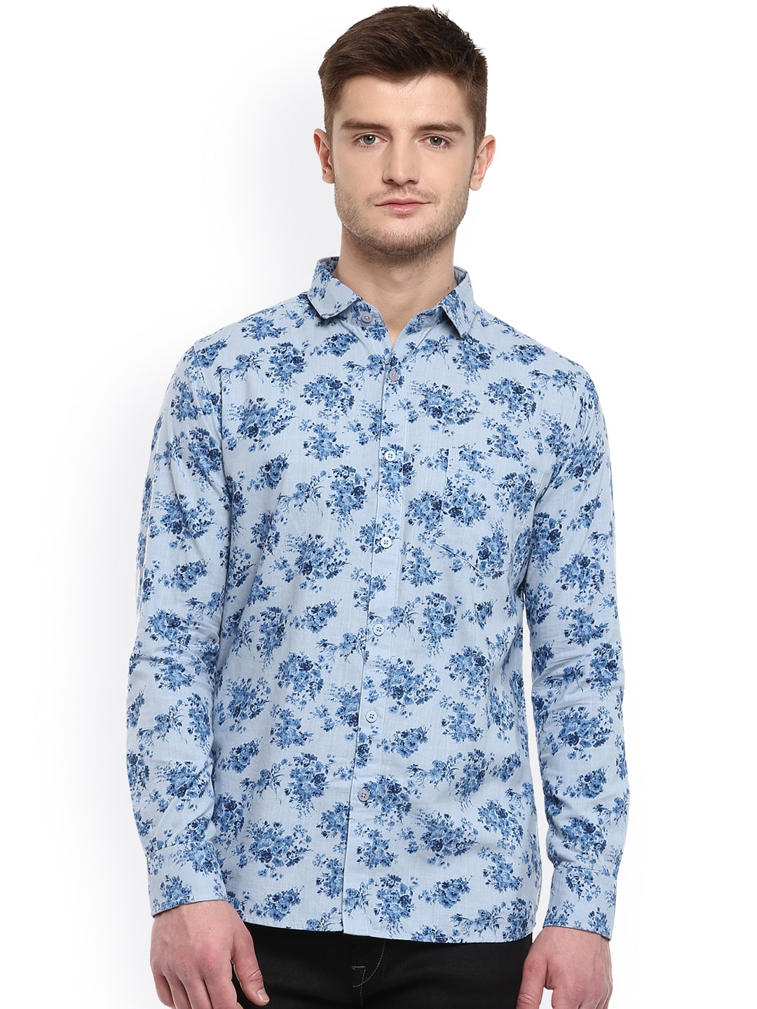 

DENNISON Men Blue Printed Slim Fit Casual Shirt