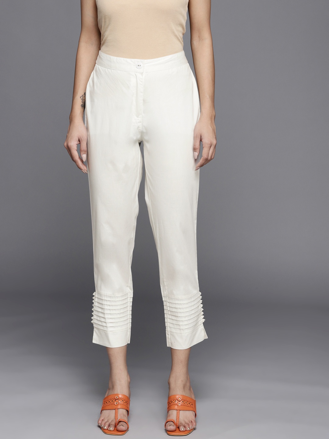 

Libas Women Off White Trousers