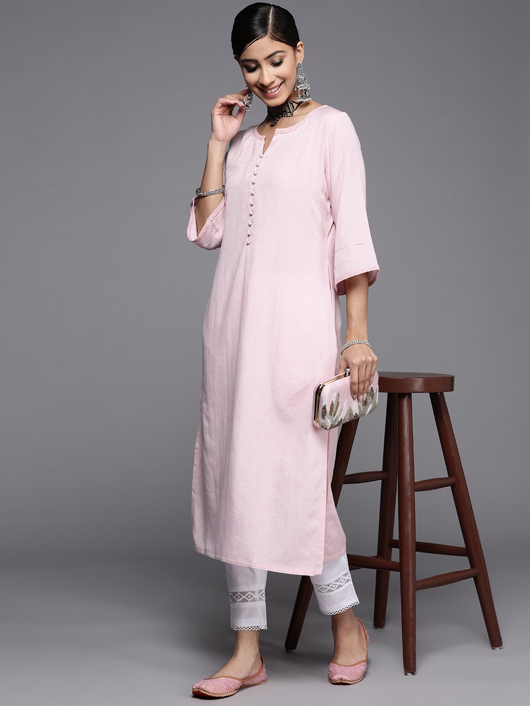 

Libas Women Pink Pastels Kurta