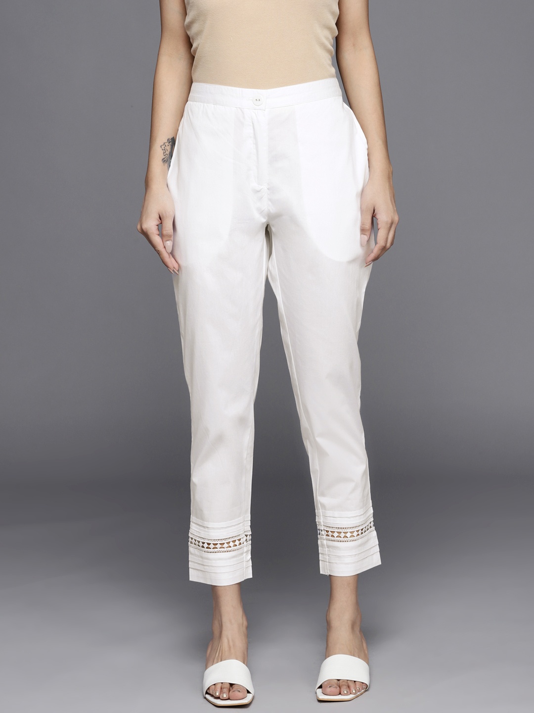 

Libas Women Off White Trousers