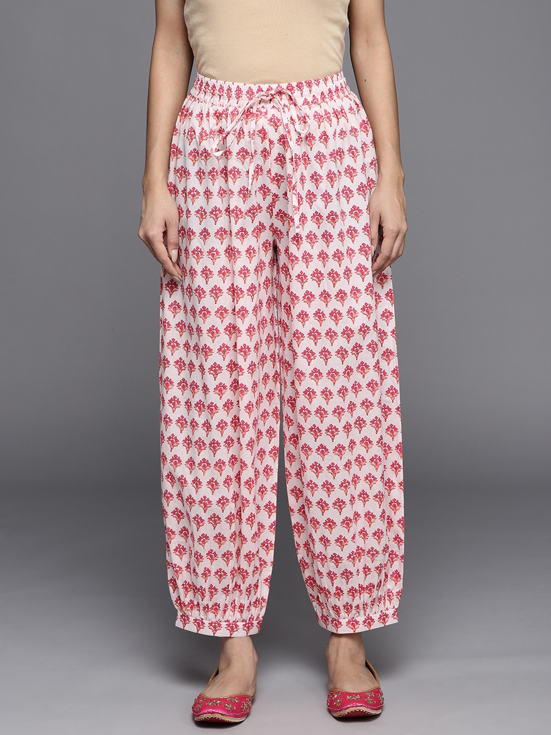 

Libas Women White & Red Ethnic Motif Printed Salwar