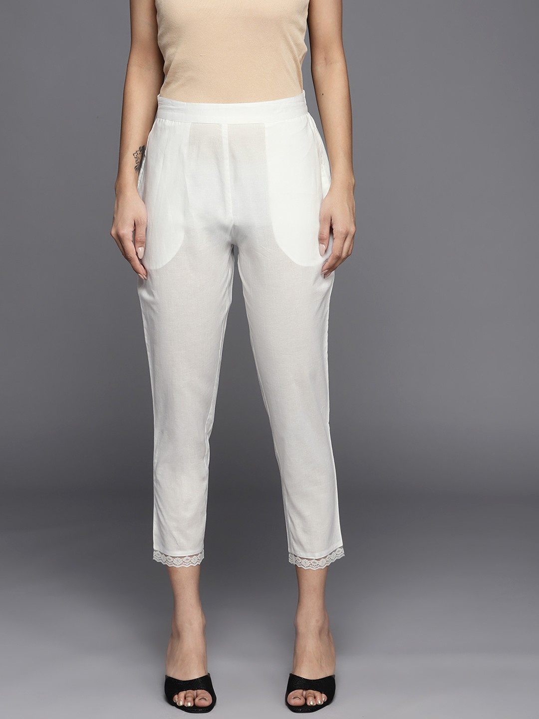 

Libas Women Off White Trousers