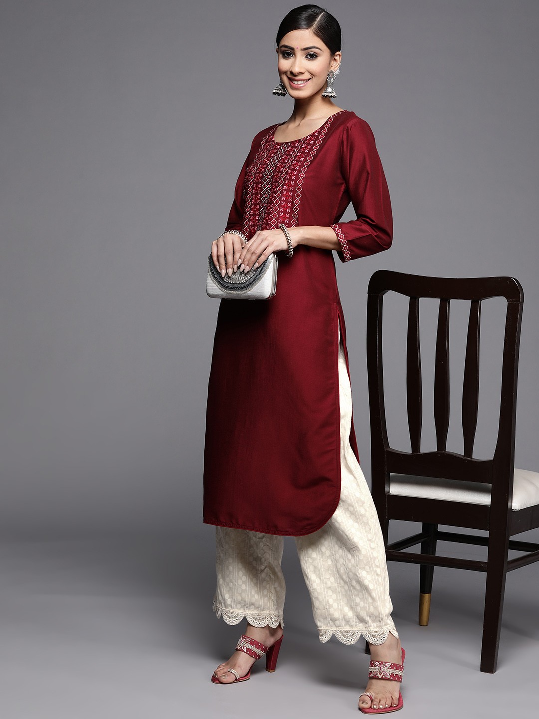 

Libas Women Cream-Coloured Ethnic Palazzos