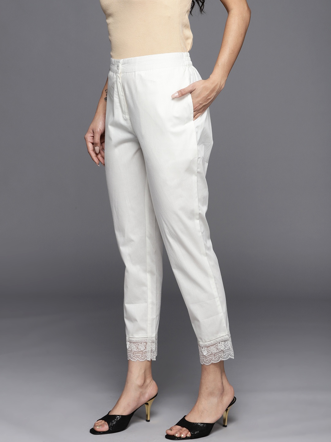 

Libas Women Off White Trousers