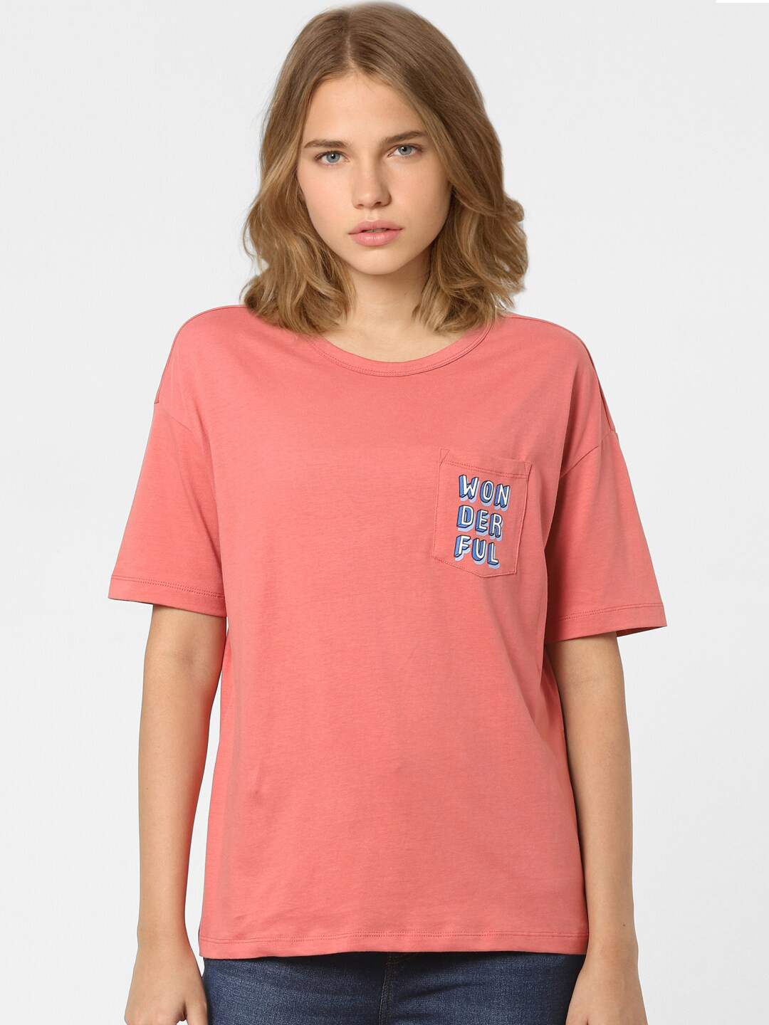 

ONLY Women Pink Solid T-shirt
