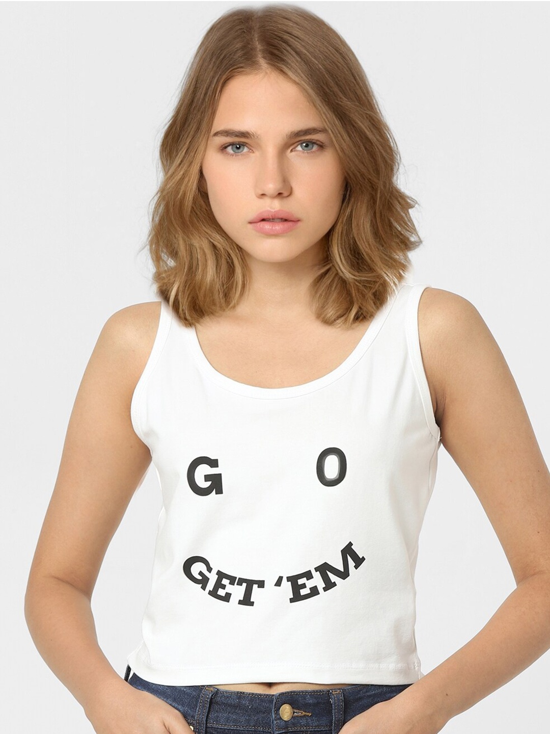 

ONLY Women White Typography Printed T-shirt